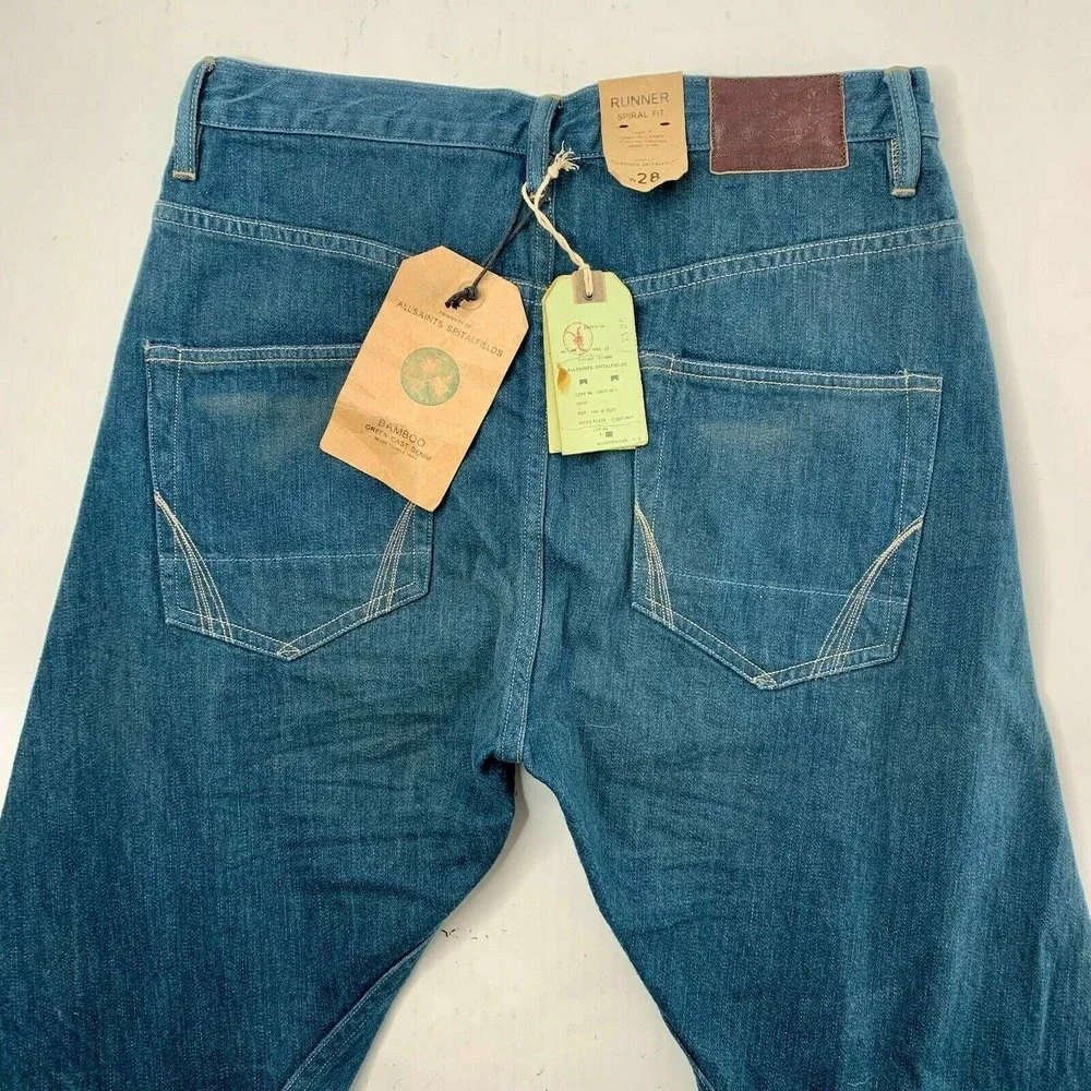 Allsaints Spitalfields Mens Blue Jeans Size 28 Charas Runner‎ Pants NEW NWT